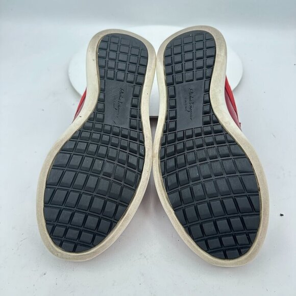 Salvatore Ferragamo Men Size 9EE Red Burgundy Black Leather Low Top Lace Up Shoe - Picture 8 of 11